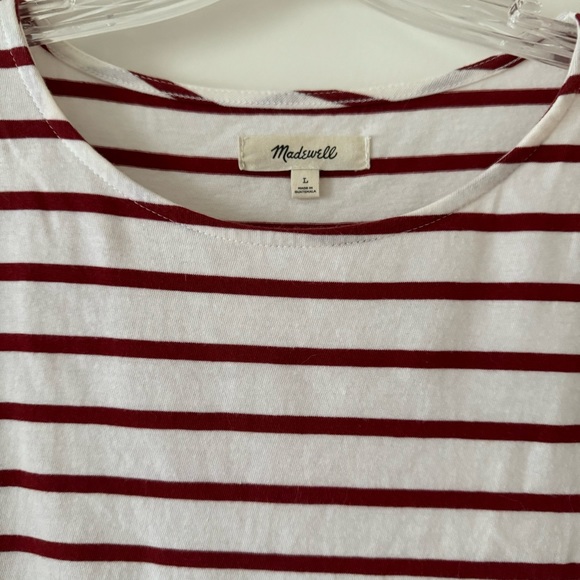 Madewell Red and White Striped Top, Size Large - Picture 2 of 5